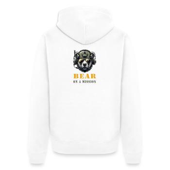 Bear in Mission / Military Design - Unisex Premium Organic Zip Hoodie - white - Back - Thijin (182cm)