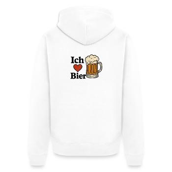 Ich liebe Bier - Unisex Premium Bio Zip Hoodie - Weiß - Hinten - Thijin (182cm)