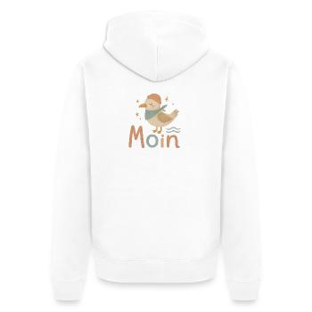 Moin Möwe – Nordsee Küstenkind Design - Unisex Premium Bio Zip Hoodie - Weiß - Hinten - Thijin (182cm)