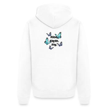 Se lever. Se battre. Mouche - Papillon - Veste à capuche bio Premium Unisexe - blanc - Dos - Thijin (182cm)
