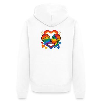 Pride Kiss - Love Knows No Gender - Unisex Premium Organic Zip Hoodie - white - Back - Thijin (182cm)