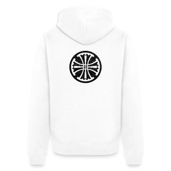 Canterbury-Kreuz im schwarzen Kreis - Unisex Premium Bio Zip Hoodie - Weiß - Hinten - Thijin (182cm)