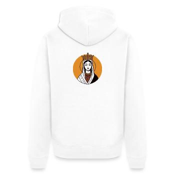 Crowned Saint with Cross in Medieval Icon Style - Unisex Premium Organic Zip Hoodie - white - Back - Thijin (182cm)