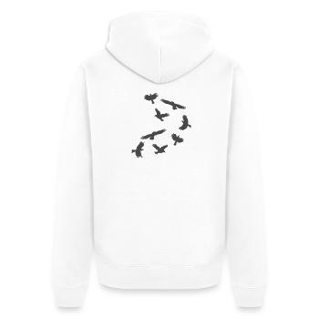 rabenschwarm, vögel - Unisex Premium Bio Zip Hoodie - Weiß - Hinten - Thijin (182cm)