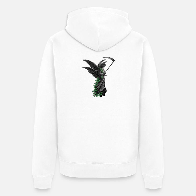 engelstatue, goth - Unisex Premium Bio Zip Hoodie - Weiß