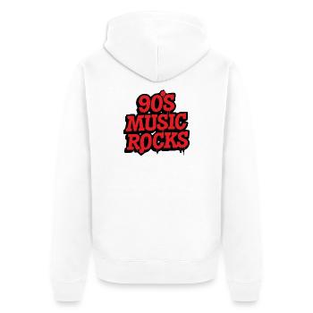 90's Music Rocks - Unisex Premium Organic Zip Hoodie - white - Back - Thijin (182cm)