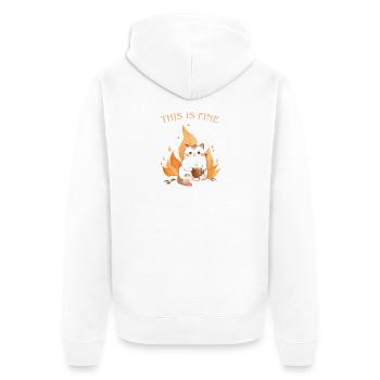 This is fine meme. Cat is in the fire - Unisex Premium Organic Zip Hoodie - white - Back - Thijin (182cm)