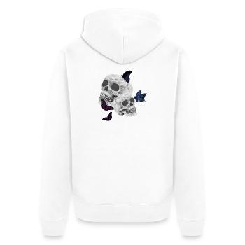 menschenschädel, schmetterlinge, goth - Unisex Premium Bio Zip Hoodie - Weiß - Hinten - Thijin (182cm)