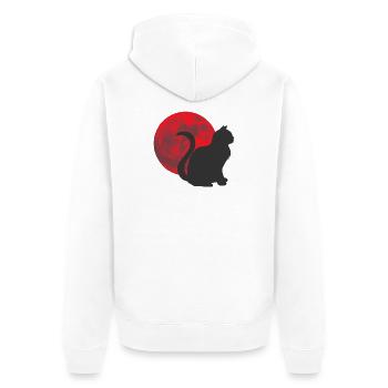 katzen design, monde - Unisex Premium Bio Zip Hoodie - Weiß - Hinten - Thijin (182cm)