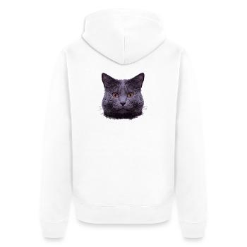 grauer Katzenkopf  - Unisex Premium Bio Zip Hoodie - Weiß - Hinten - Thijin (182cm)