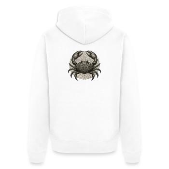 Filigrane Krabbenornament im Kreis - Unisex Premium Bio Zip Hoodie - Weiß - Hinten - Thijin (182cm)