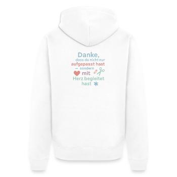 Danke mit Herz - Erzieher Geschenk Idee - Unisex Premium Bio Zip Hoodie - Weiß - Hinten - Thijin (182cm)