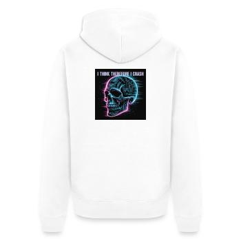 Cyberpunk Neon Totenschädel - Unisex Premium Bio Zip Hoodie - Weiß - Hinten - Thijin (182cm)