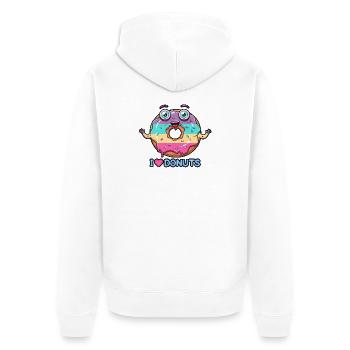 Verrueckter Donut - Unisex Premium Bio Zip Hoodie - Weiß - Hinten - Thijin (182cm)