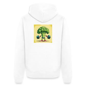 Centrale de brocoli avec haltère - Veste à capuche bio Premium Unisexe - blanc - Dos - Thijin (182cm)