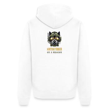 Scottish Terrier on Mission - Military - Unisex Premium Organic Zip Hoodie - white - Back - Thijin (182cm)