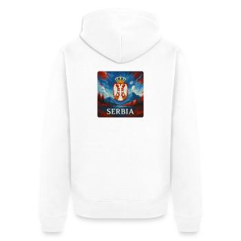 Conception de légende serbe - Veste à capuche bio Premium Unisexe - blanc - Dos - Thijin (182cm)