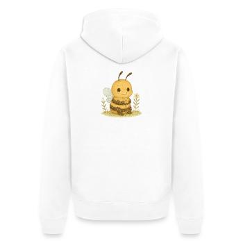 Süße Biene mit Blumenmotiv - Unisex Premium Bio Zip Hoodie - Weiß - Hinten - Thijin (182cm)