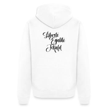 Liberté Egalité FuckAfD Fck AFD - Unisex Premium Organic Zip Hoodie - white - Back - Thijin (182cm)
