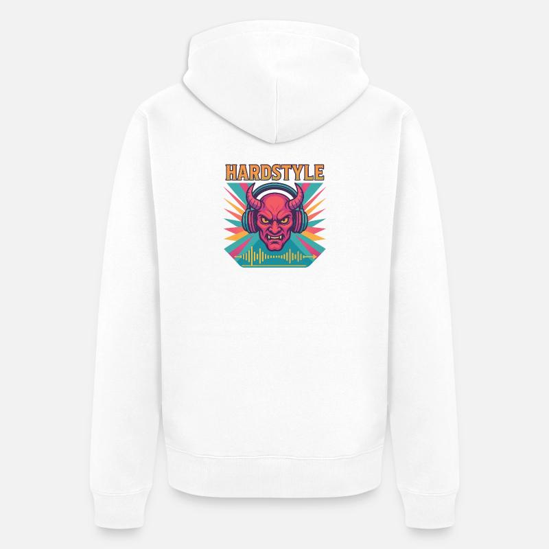 Hardstyle Dämon Design - Unisex Premium Bio Zip Hoodie - Weiß