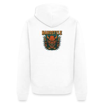Hardstyle Dämonen Motiv - Unisex Premium Bio Zip Hoodie - Weiß - Hinten - Thijin (182cm)