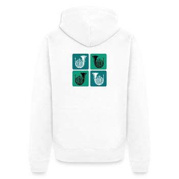 Conception rétro du cor ténor - Veste à capuche bio Premium Unisexe - blanc - Dos - Thijin (182cm)