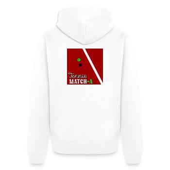 TENNISPLATZ TENNIS MATCH MATCHA - Unisex Premium Bio Zip Hoodie - Weiß - Hinten - Thijin (182cm)