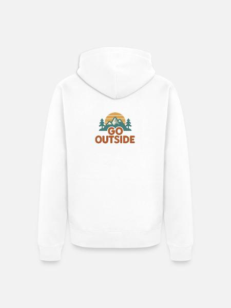 Bergmotiv mit Natur- und Abenteuerthema - Unisex Premium Bio Zip Hoodie - Weiß