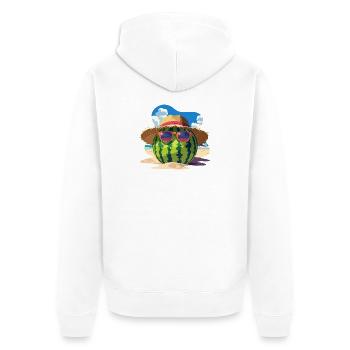 Watermelon Summer Cool Sweetness on the Beach - Unisex Premium Organic Zip Hoodie - white - Back - Thijin (182cm)