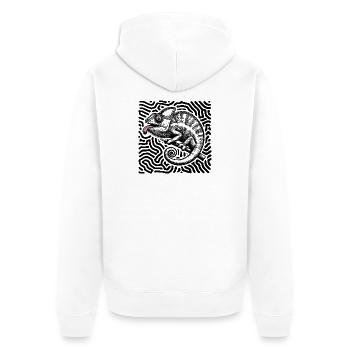 Chamäleon Psychedelisches Labyrinth Kunst - Unisex Premium Bio Zip Hoodie - Weiß - Hinten - Thijin (182cm)