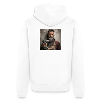 Mein Akkuschrauber ist mein Therapeut - Unisex Premium Bio Zip Hoodie - Weiß - Hinten - Thijin (182cm)