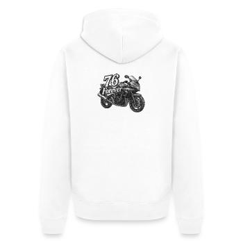 Moto 76 Forever White Black - Unisex Premium Organic Zip Hoodie - white - Back - Thijin (182cm)
