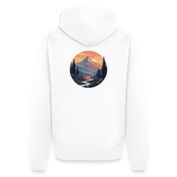 Berglandschaft bei Sonnenuntergang - Unisex Premium Bio Zip Hoodie - Weiß - Hinten - Thijin (182cm)