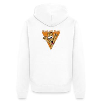 Oh nein, nicht schon wieder - Unisex Premium Bio Zip Hoodie - Weiß - Hinten - Thijin (182cm)