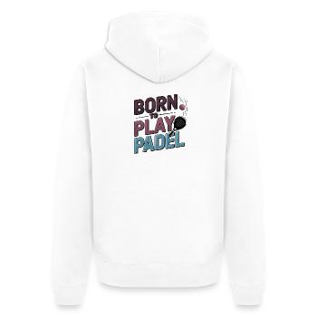 Kinder zum Padelspielen - Unisex Premium Bio Zip Hoodie - Weiß - Hinten - Thijin (182cm)