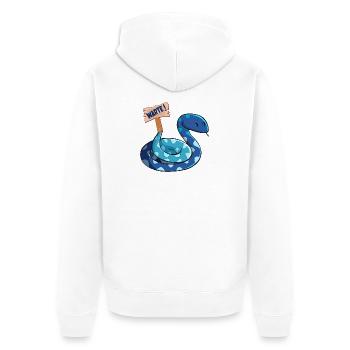 LUSTIGES WORTSPIEL WARTEN SCHLANGE - Unisex Premium Bio Zip Hoodie - Weiß - Hinten - Thijin (182cm)