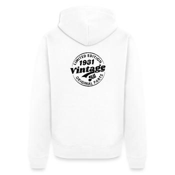 Limitierte Auflage 1931 Jahrgang alle Originalteile - Unisex Premium Bio Zip Hoodie - Weiß - Hinten - Thijin (182cm)