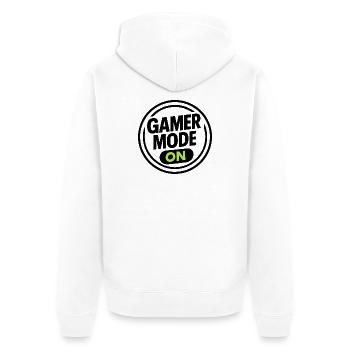 Gamer Mode ON – T-shirt gaming fluo - Veste à capuche bio Premium Unisexe - blanc - Dos - Thijin (182cm)