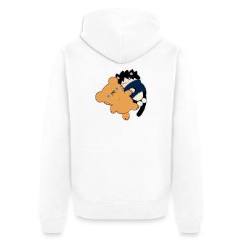 Anime Design Chat Noir Mignon avec Ours En Peluche - Veste à capuche bio Premium Unisexe - blanc - Dos - Thijin (182cm)