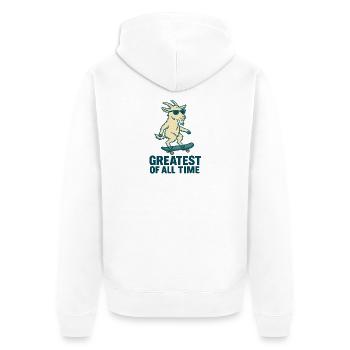 GOAT - greatest of all time - Unisex Premium Organic Zip Hoodie - white - Back - Thijin (182cm)