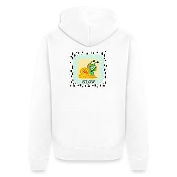 LANGSAME SCHNECKE - Unisex Premium Bio Zip Hoodie - Weiß - Hinten - Thijin (182cm)