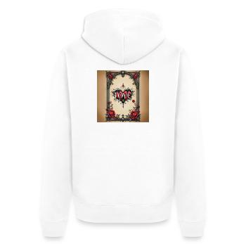 Love Body Art im Gothic Style - Unisex Premium Bio Zip Hoodie - Weiß - Hinten - Thijin (182cm)
