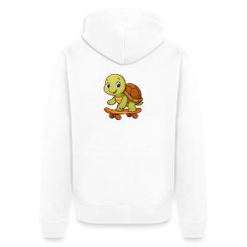 Cute turtle on skateboard - Unisex Premium Organic Zip Hoodie - white - Back - Thijin (182cm)