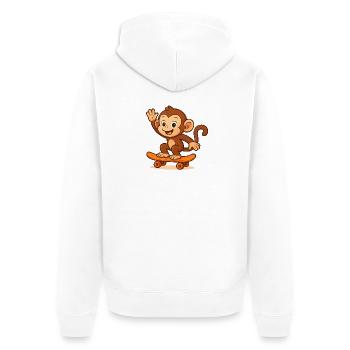 Playful monkey on skateboard - Unisex Premium Organic Zip Hoodie - white - Back - Thijin (182cm)