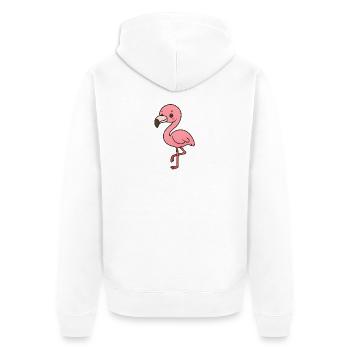 Verspielter Flamingo mit Witz - Veste à capuche bio Premium Unisexe - blanc - Dos - Thijin (182cm)