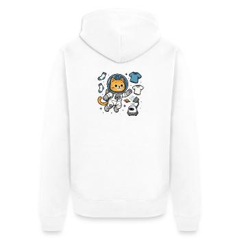 Space Cat Laundry – Kawaii Astronaut Shirt - Unisex Premium Bio Zip Hoodie - Weiß - Hinten - Thijin (182cm)