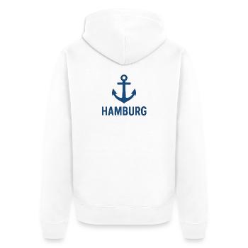 Hambourg avec ancre - Veste à capuche bio Premium Unisexe - blanc - Dos - Thijin (182cm)