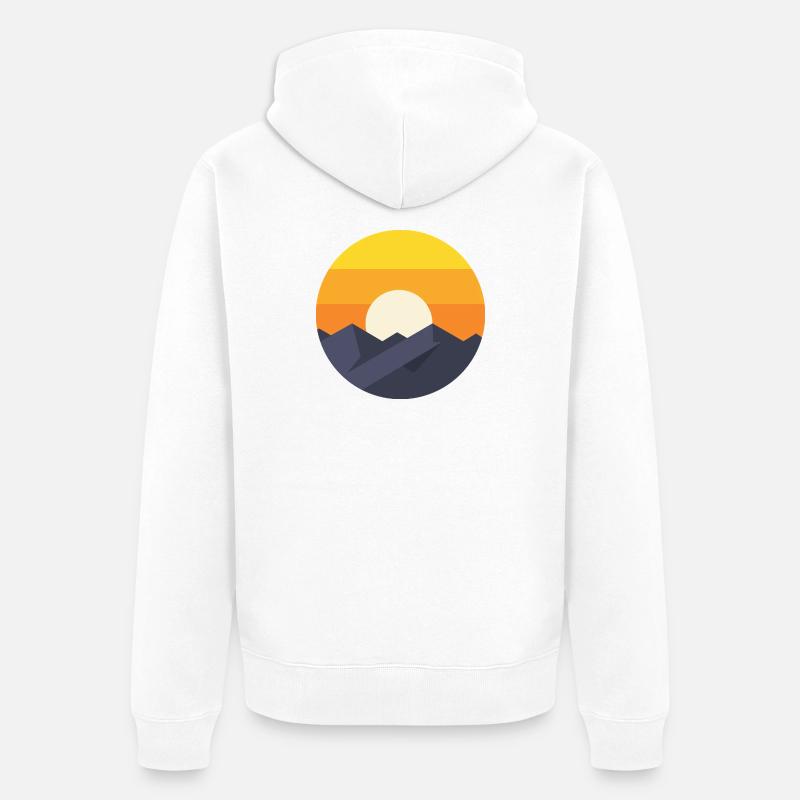Coucher de soleil Montagne Abstrait - Veste à capuche bio Premium Unisexe - blanc