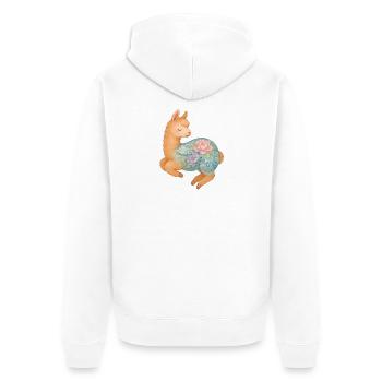 Yakuza Lama – Süße Pastell-Tattoo-Kunst - Unisex Premium Bio Zip Hoodie - Weiß - Hinten - Thijin (182cm)
