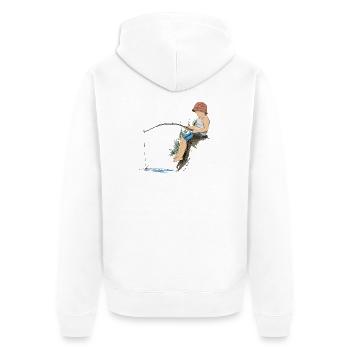 Angler - Unisex Premium Bio Zip Hoodie - Weiß - Hinten - Thijin (182cm)